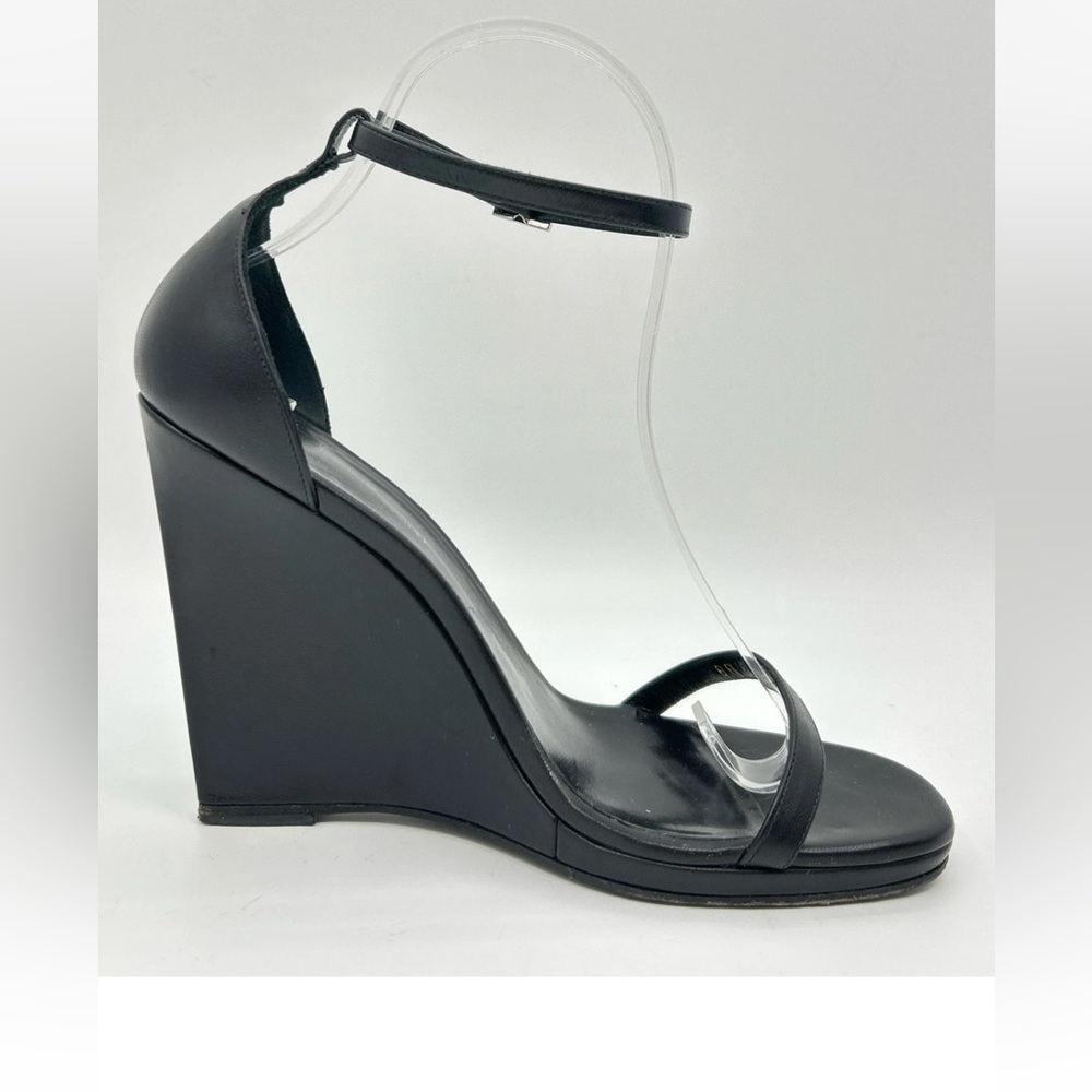 Saint Laurent Jane Black Wedge Sandals - Picture 6 of 8
